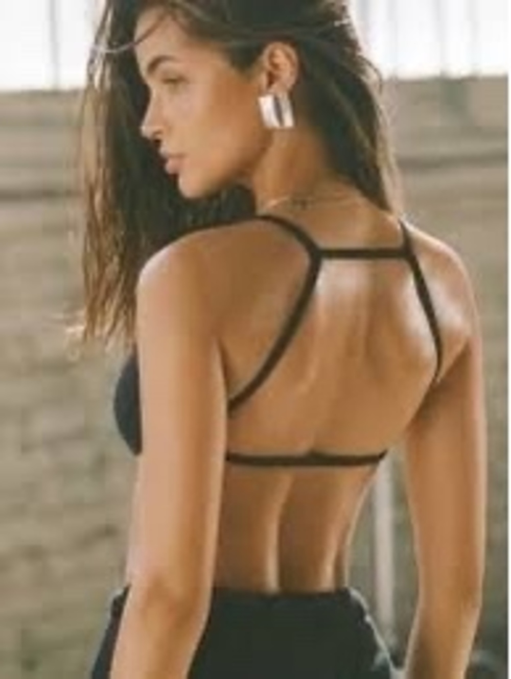 Joah Brown Black Strappy Back Bralette Crop Top S/M Open Back